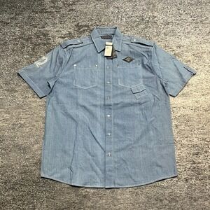 NWT Coogi Denim Shirt Button Down Mens XL Blue Vintage Y2K Hip-Hop
